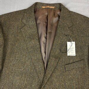 NWT TailorByrd Brown Herringbone Two Button Suit Jacket Blazer Moon Tweed Sz 48L